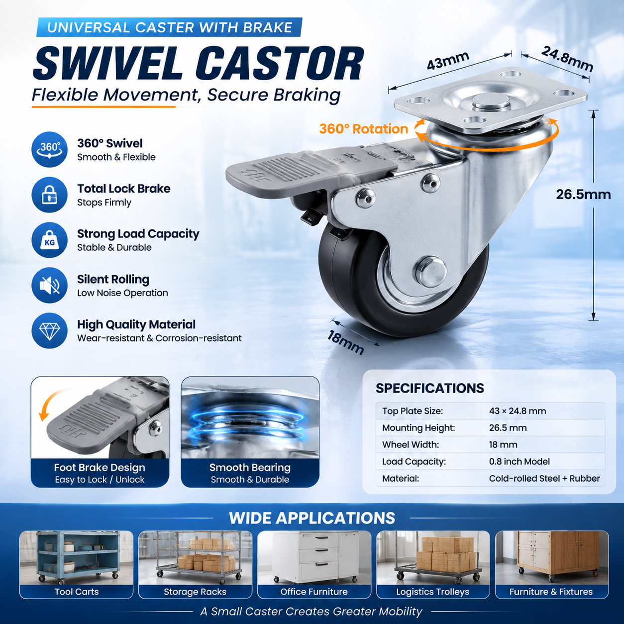 Universal Caster with Brake