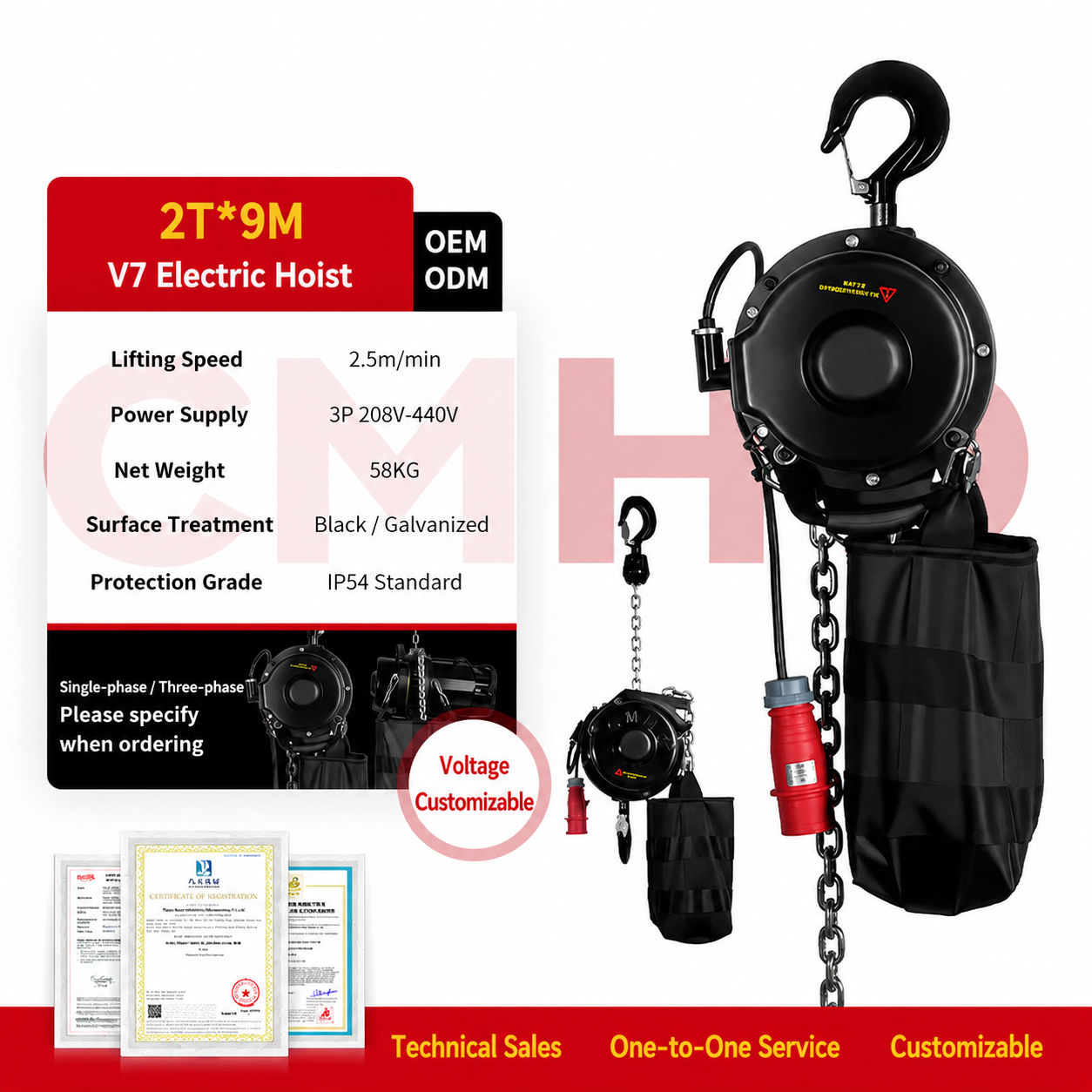 2T*9M Stage Electric Hoist