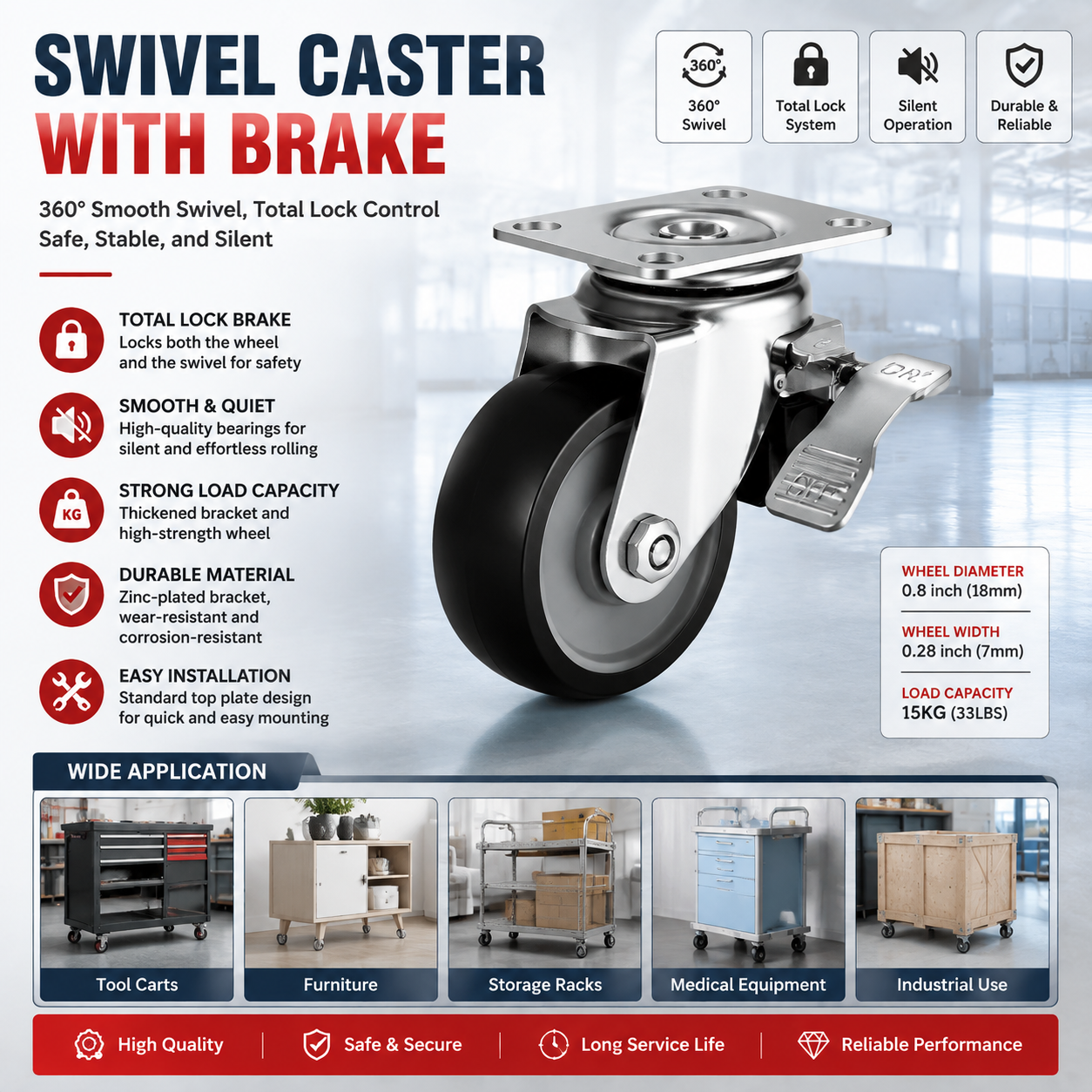 Swivel Caster with Brake