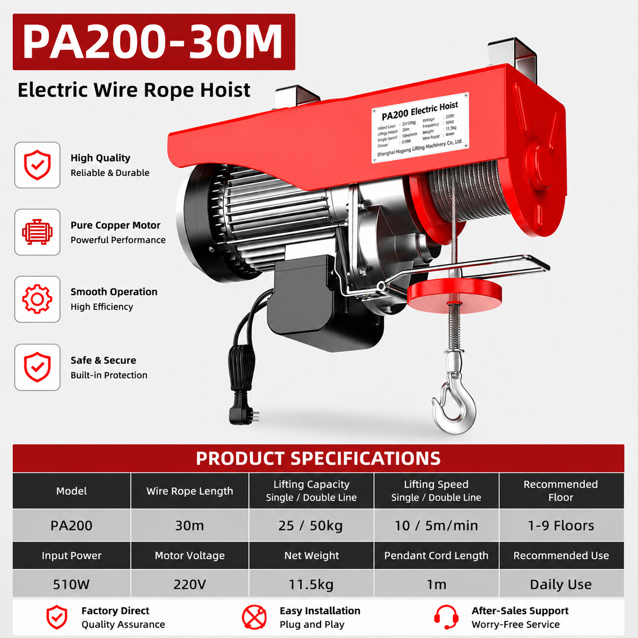 CD PA200-30M electric hoist