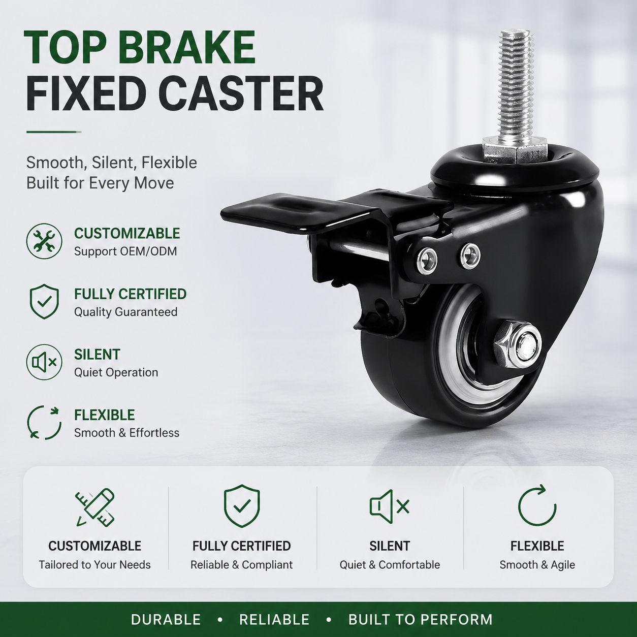Top Brake Fixed Caster